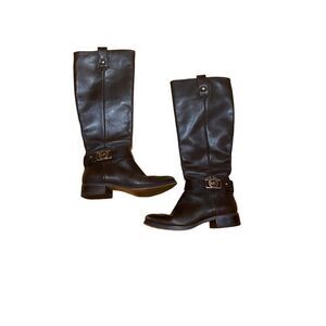 Michael Kors Brown Leather Charm Riding Boots size 5
